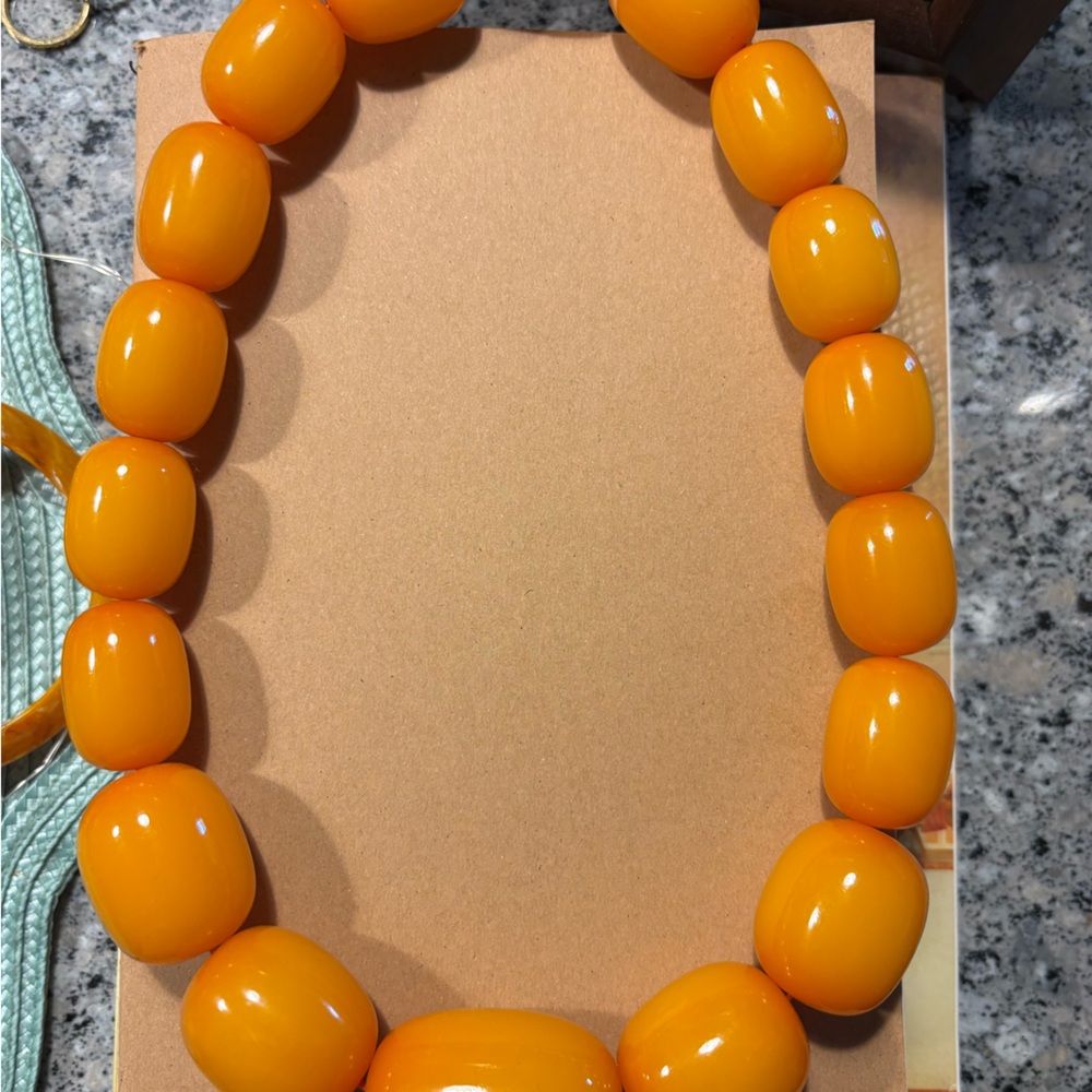 Golden Amber (faux) bead necklace (Tibetan inspired) cultural statement piece